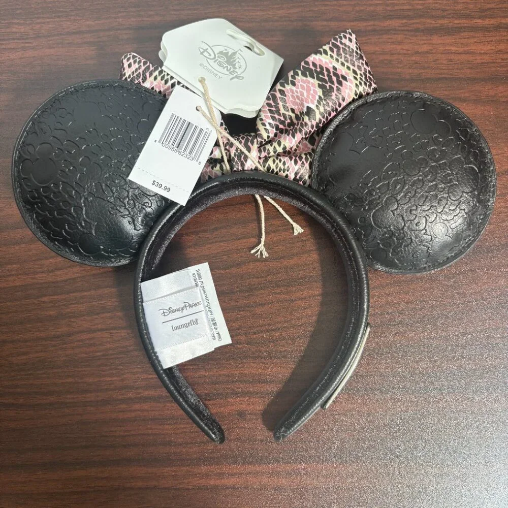 Disney Loungefly Animal Kingdom Pink and Black Safari Minnie Mouse Headband NWT